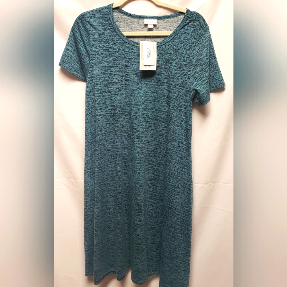LuLaRoe Jessie Dress Aline Swing Green Black NWT S